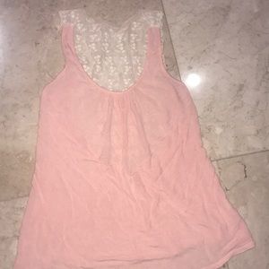 Light peach tank top with lace detailing